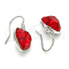 Rhodium Plated Dangle Earring, Heart Design, with Light Siam Swarovski Crystals, Polished, Rhodium Finish, 02.239.0003.3