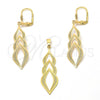 Oro Laminado Earring and Pendant Adult Set, Gold Filled Style with White Cubic Zirconia, Polished, Golden Finish, 011.001