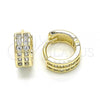 Oro Laminado Huggie Hoop, Gold Filled Style with White Cubic Zirconia, Polished, Golden Finish, 02.221.0055.12