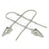 Sterling Silver Long Earring, with White Cubic Zirconia, Polished, Rhodium Finish, 02.186.0171.1