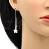 Oro Laminado Threader Earring, Gold Filled Style Star and Smile Design, Polished, Golden Finish, 02.65.2502
