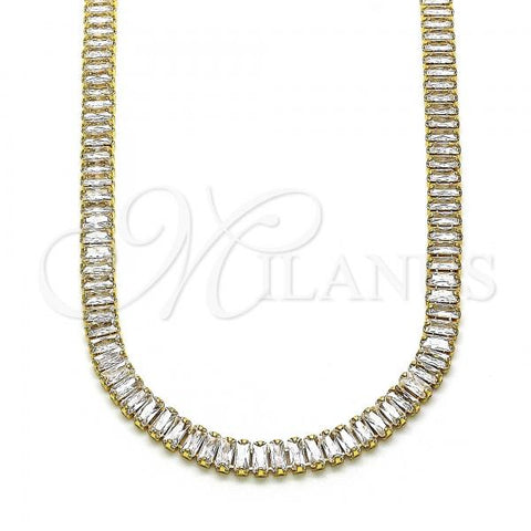 Oro Laminado Fancy Necklace, Gold Filled Style with White Cubic Zirconia, Polished, Golden Finish, 04.130.0001.12