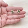 Oro Laminado Stud Earring, Gold Filled Style Cluster Design, with Green and White Cubic Zirconia, Polished, Golden Finish, 02.156.0711