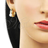 Oro Laminado Huggie Hoop, Gold Filled Style with Ivory Pearl and White Micro Pave, Polished, Golden Finish, 02.204.0002.18