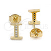 Oro Laminado Stud Earring, Gold Filled Style with White Micro Pave, Polished, Golden Finish, 02.156.0192 *PROMO*