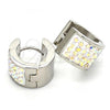 Stainless Steel Huggie Hoop, with Multicolor Cubic Zirconia, Polished, Steel Finish, 02.230.0007.18