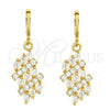 Oro Laminado Dangle Earring, Gold Filled Style with White Cubic Zirconia, Polished, Golden Finish, 02.210.0001