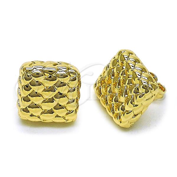 Oro Laminado Stud Earring, Gold Filled Style Chunky Design, Polished, Golden Finish, 02.195.0310