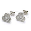 Sterling Silver Stud Earring, with White Cubic Zirconia, Polished, Rhodium Finish, 02.186.0149.1
