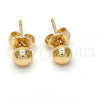 Oro Laminado Stud Earring, Gold Filled Style Ball Design, Polished, Golden Finish, 5.128.009