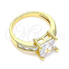 Oro Laminado Multi Stone Ring, Gold Filled Style with White Cubic Zirconia, Polished, Golden Finish, 01.210.0126.08