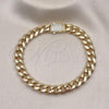 Oro Laminado Fancy Anklet, Gold Filled Style Chunky Design, with White Micro Pave, Polished, Golden Finish, 03.253.0099.09