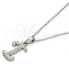 Stainless Steel Pendant Necklace, Initials and Rolo Design, with White Crystal, Polished, Steel Finish, 04.238.0008.1.18