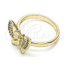 Oro Laminado Multi Stone Ring, Gold Filled Style Butterfly Design, with White Micro Pave, Polished, Golden Finish, 01.284.0070.09