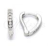 Sterling Silver Huggie Hoop, with White Cubic Zirconia, Polished, Rhodium Finish, 02.186.0044.10