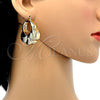 Oro Laminado Medium Hoop, Gold Filled Style Chunky Design, Diamond Cutting Finish, Golden Finish, 02.91.0051