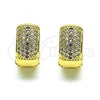 Oro Laminado Huggie Hoop, Gold Filled Style with Amethyst and White Micro Pave, Polished, Golden Finish, 02.210.0039.10.15
