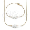 Oro Laminado Necklace and Bracelet, Gold Filled Style Rat Tail Design, with Ivory Pearl, Polished, Golden Finish, 06.63.0288