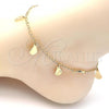 Oro Laminado Charm Anklet , Gold Filled Style Teardrop Design, Polished, Golden Finish, 04.63.1373.10