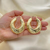 Oro Laminado Large Hoop, Gold Filled Style Greek Key and Twist Design, Polished, Golden Finish, 02.163.0180.45