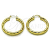 Oro Laminado Medium Hoop, Gold Filled Style Hollow Design, Diamond Cutting Finish, Golden Finish, 02.213.0811.40