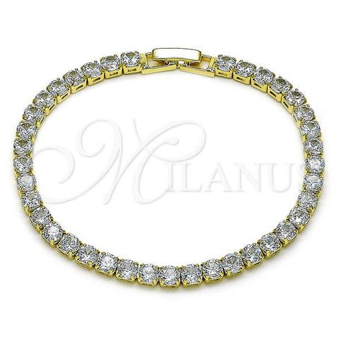 Oro Laminado Tennis Bracelet, Gold Filled Style with White Cubic Zirconia, Polished, Golden Finish, 03.130.0002.4.07