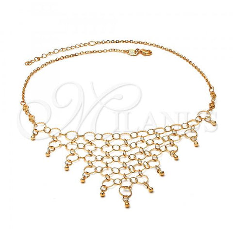 Oro Laminado Fancy Necklace, Gold Filled Style Rolo Design, Polished, Golden Finish, 04.105.0010