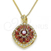 Oro Laminado Pendant Necklace, Gold Filled Style with Garnet Cubic Zirconia and White Micro Pave, Polished, Golden Finish, 04.346.0015.20