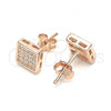 Sterling Silver Stud Earring, with White Cubic Zirconia, Polished, Rose Gold Finish, 02.369.0020.1