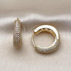 Oro Laminado Huggie Hoop, Gold Filled Style with White Micro Pave, Polished, Golden Finish, 02.283.0249.22