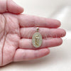 Oro Laminado Religious Pendant, Gold Filled Style San Judas Design, with White Cubic Zirconia, Polished, Golden Finish, 05.156.0208