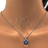 Rhodium Plated Pendant Necklace, with Bermuda Blue Swarovski Crystals and White Micro Pave, Polished, Rhodium Finish, 04.239.0023.2.16