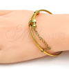 Stainless Steel Individual Bangle, Love Design, with White Crystal, Polished, Golden Finish, 07.258.0001.1.05 (02 MM Thickness, Size 5 - 2.50 Diameter)
