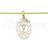 Oro Laminado Pendant Necklace, Gold Filled Style Divino Niño Design, Polished, Golden Finish, 04.106.0053.1.20