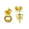 Oro Laminado Stud Earring, Gold Filled Style with Multicolor Micro Pave, Polished, Golden Finish, 02.341.0010