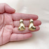 Oro Laminado Stud Earring, Gold Filled Style Heart Design, Polished, Golden Finish, 02.282.0020