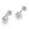 Sterling Silver Stud Earring, with White Cubic Zirconia, Polished, Rhodium Finish, 02.186.0111