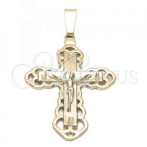 Oro Laminado Religious Pendant, Gold Filled Style Crucifix Design, Diamond Cutting Finish, Golden Finish, 5.192.005