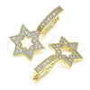 Oro Laminado Huggie Hoop, Gold Filled Style Star of David Design, with White Micro Pave, Polished, Golden Finish, 02.210.0472.15