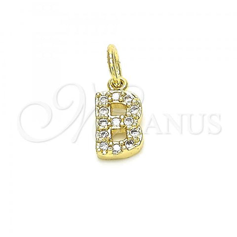 Oro Laminado Fancy Pendant, Gold Filled Style Initials Design, with White Cubic Zirconia, Polished, Golden Finish, 05.341.0022