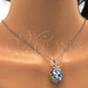 Rhodium Plated Pendant Necklace, Heart and Flower Design, with Paradise Shine Swarovski Crystals and White Cubic Zirconia, Polished, Rhodium Finish, 04.239.0019.2.16
