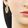 Oro Laminado Small Hoop, Gold Filled Style Hollow Design, Diamond Cutting Finish, Golden Finish, 02.213.0812.25