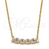 Oro Laminado Pendant Necklace, Gold Filled Style Flower Design, with White Cubic Zirconia, Polished, Golden Finish, 04.213.0049.16