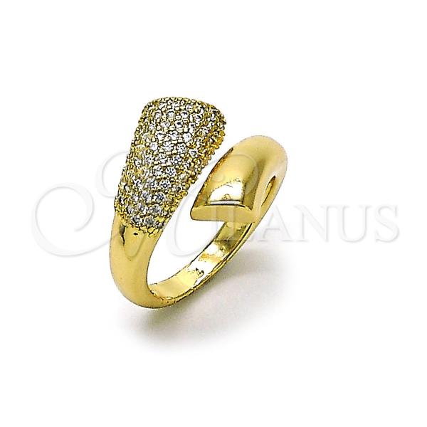 Oro Laminado Multi Stone Ring, Gold Filled Style with White Micro Pave, Polished, Golden Finish, 01.283.0051