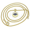 Oro Laminado Pendant Necklace, Gold Filled Style with Sapphire Blue Micro Pave, Polished, Golden Finish, 04.156.0306.1.20