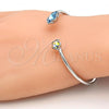 Rhodium Plated Individual Bangle, Flower Design, with Indicolite and Aurore Boreale Swarovski Crystals, Polished, Rhodium Finish, 07.239.0011.4 (02 MM Thickness, One size fits all)