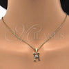 Oro Laminado Fancy Pendant, Gold Filled Style Initials Design, with White Cubic Zirconia, Polished, Golden Finish, 05.26.0020