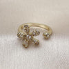 Oro Laminado Multi Stone Ring, Gold Filled Style Flower and Baguette Design, with White Cubic Zirconia and White Micro Pave, Polished, Golden Finish, 01.266.0052