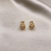 Oro Laminado Stud Earring, Gold Filled Style Love Knot Design, Diamond Cutting Finish, Golden Finish, 02.63.2385