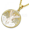 Oro Laminado Religious Pendant, Gold Filled Style Centenario Coin Design, Polished, Tricolor, 05.351.0015.1
